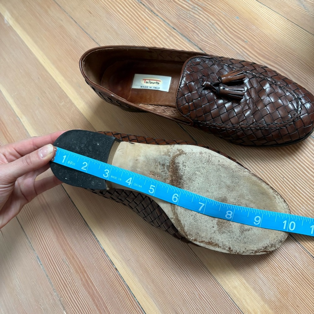 Vintage Talbots Brown Woven Leather Tassel Loafers - Picture 6 of 7